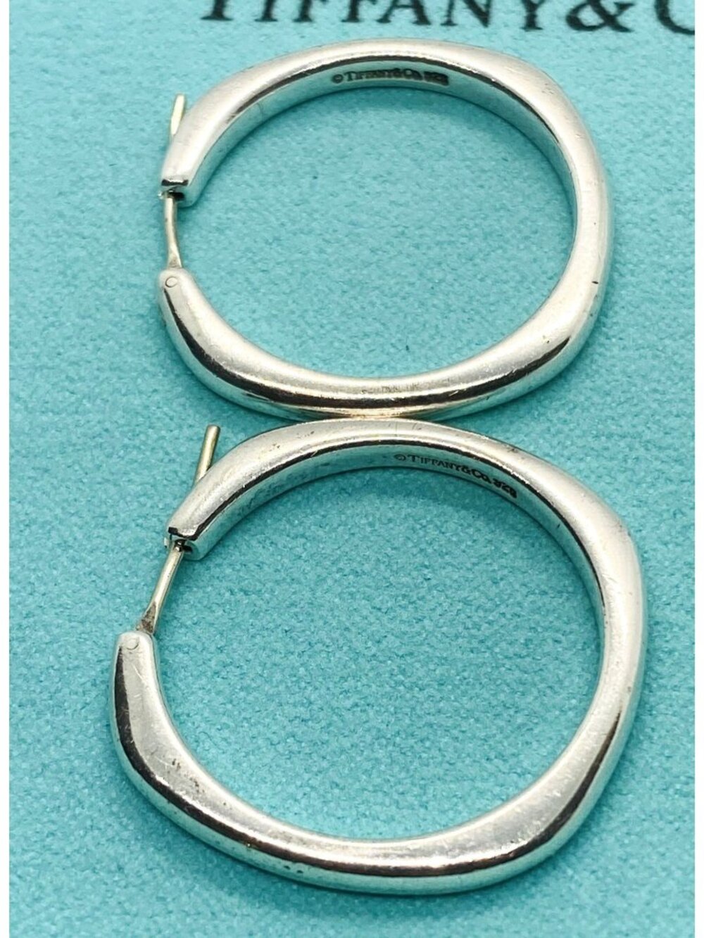 Tiffany & Co Sterling Silver 925 Cushion Hoops 28mm